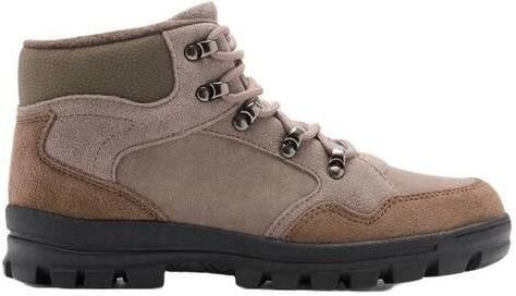 Mango Kids leren enkelboots met profielzool taupe Bruin Jongens Leer