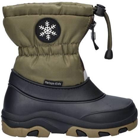 Nelson Kids snowboots met profielzool kaki Groen Jongens Rubber Meerkleurig