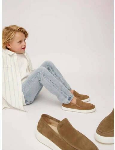 Nubikk suède loafers taupe Bruin Jongens Suede Effen 32