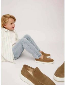 Nubikk suède loafers taupe Bruin Jongens Suede Effen 32