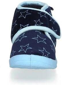 Playshoes pantoffels met sterrendessin Velcro donkerblauw lichtblauw Jongens Polyester 18 19