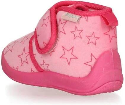 Playshoes pantoffels met sterrendessin Velcro roze donkerroze Jongens Polyester 20 21