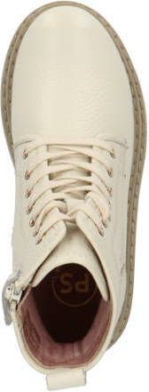 PS Poelman veterboots ecru Meisjes Leer 31 | Enkelboot van