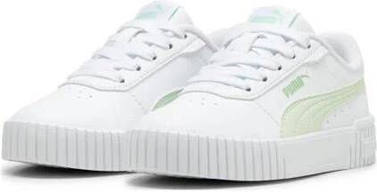 Puma Carina 2.0 sneakers wit lichtgroen Jongens Meisjes Imitatieleer Effen 28