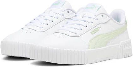 Puma Carina 2.0 sneakers wit lichtgroen Meisjes Imitatieleer Effen 35.5 - Foto 2