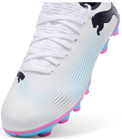 Puma Future 7 Play FG AG Jr. voetbalschoenen wit roze blauw Imitatieleer 28 - Foto 3