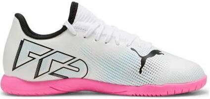 Puma Future 7 Play It Jr. zaalvoetbalschoenen wit roze zwart Imitatieleer 33 - Foto 3