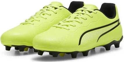 Puma King Match FG AG Junior voetbalschoenen geel zwart Imitatieleer 28 - Foto 3