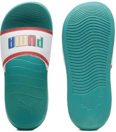 Puma Popcat 20 Jr. badslippers groen wit rood Jongens Meisjes Rubber Logo 28