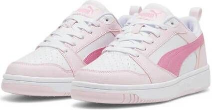 Puma Rebound V6 Lo sneakers Wit Fuchsia Roze Jongens Meisjes Imitatieleer 35.5