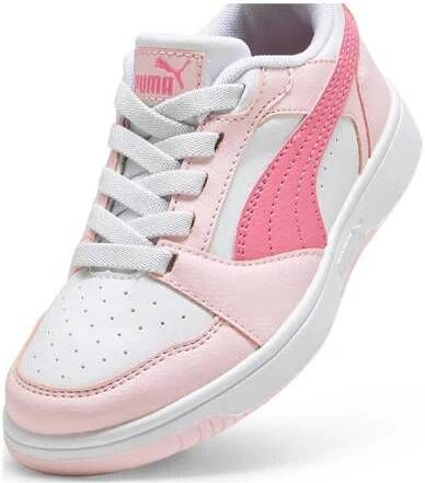 Puma Rebound V6 Lo sneakers wit roze lichtroze Jongens Meisjes Imitatieleer 28