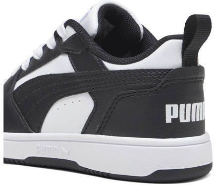 Puma Rebound V6 Lo sneakers wit zwart Jongens Meisjes Imitatieleer Meerkleurig 28