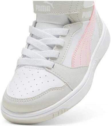 Puma Rebound V6 Mid sneakers wit grijs roze Jongens Meisjes Imitatieleer 35 - Foto 3