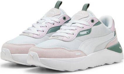 Puma Runtamed Platform sneakers lichtgrijs wit lila groen Jongens Meisjes Mesh 36