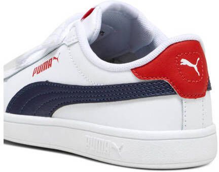 Puma Smash 3.0 sneakers wit donkerblauw rood Jongens Meisjes Imitatieleer 28