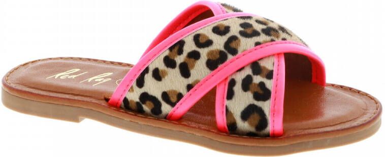 RED-RAG Roze Slippers Met Dierenprint | Red Rag 19300
