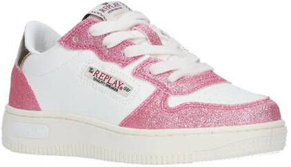 Replay Epic Jr sneakers wit roze Meisjes Imitatieleer Meerkleurig 28