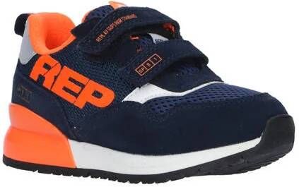 Replay Shoot kid suède sneakers donkerblauw oranje Jongens Suede Meerkleurig 24