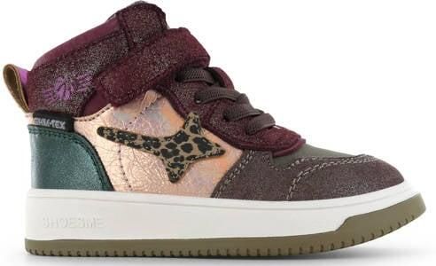 Shoesme suède sneakers met glitters paars groen donkerrood