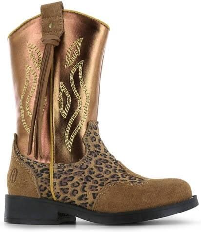 Shoesme western suède laarzen met panterprint cognac Bruin Panterprint - Foto 3