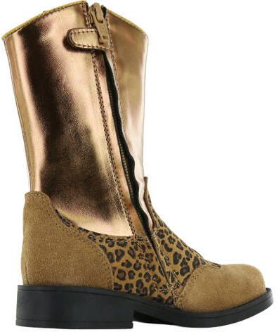 Shoesme western suède laarzen met panterprint cognac Bruin Panterprint - Foto 4