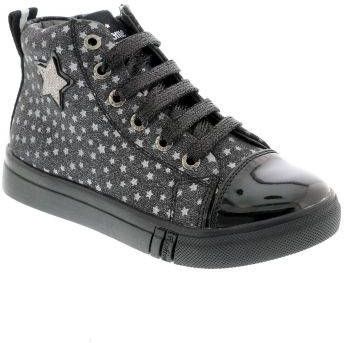Ik was verrast Harde ring Sitcom Shoesme sneaker hoog met veter rits Black Silver Stars - Schoenen.nl