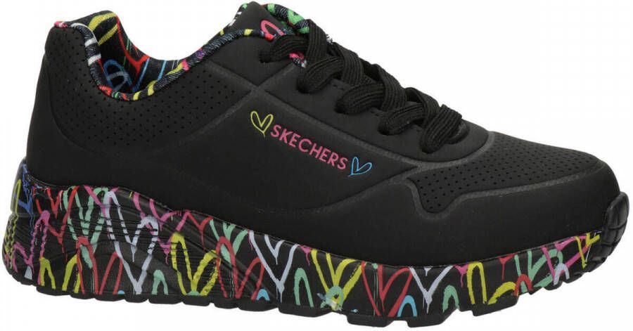 Skechers Uno Light sneakers zwart Meisjes Imitatieleer Hartjes 37 - Foto 7