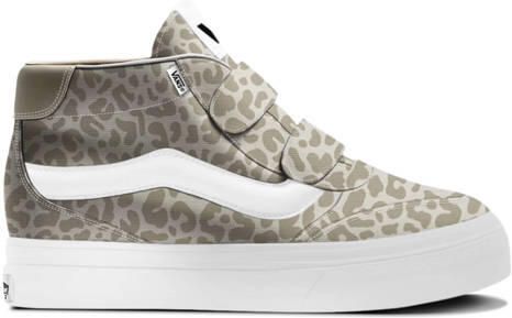 Vans Brooklyn Mid leren sneakers met panterprint lichtgrijs grijs Leer