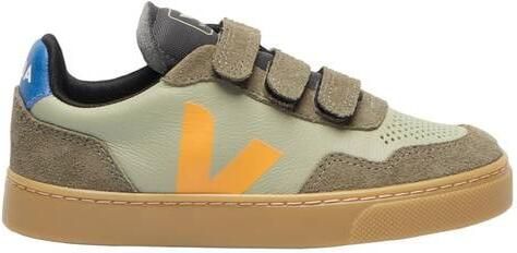 Veja Small V-90 leren sneakers khaki geel Groen Jongens Leer Meerkleurig