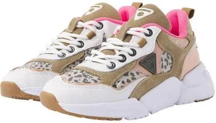 VINGINO Beau chunky leren sneakers met panterprint beige roze Meisjes Leer 32