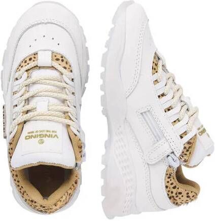 VINGINO Fenna leren sneakers met panterprint wit Leer Panterprint 28 - Foto 2
