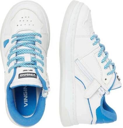 VINGINO Joshua Low leren sneakers wit blauw Jongens Leer Meerkleurig 28