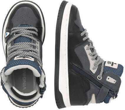 VINGINO Joshua mid leren sneakers blauw Jongens Leer Meerkleurig 30