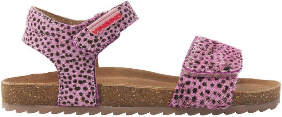 VINGINO Tavi leren sandalen met dierenprint lichtroze Leer Dierenprint 31 - Foto 3