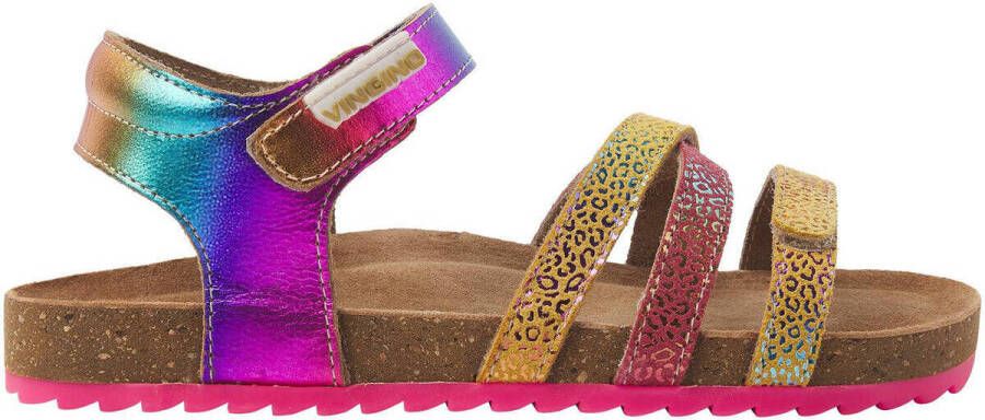 Vingino Vikki leren sandalen paars geel metallic - Foto 2