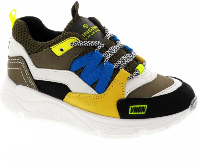 Vingino Danilo nubuck sneakers groen geel blauw - Foto 3