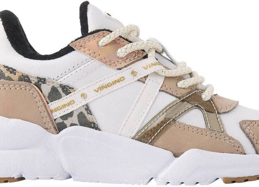 VINGINO Odilia leren sneakers beige wit Meisjes Leer Panterprint 38 - Foto 3