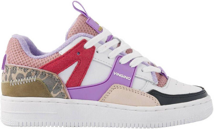 VINGINO Milou leren sneakers wit roze Multi Meisjes Leer Meerkleurig 33 - Foto 3