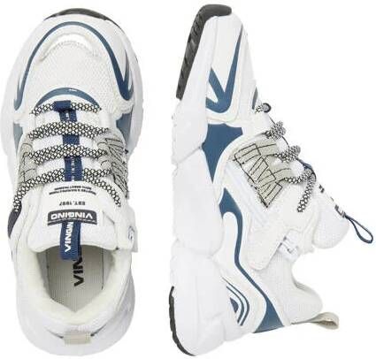 VINGINO Stef chunky leren sneakers wit blauw Jongens Leer Meerkleurig 36