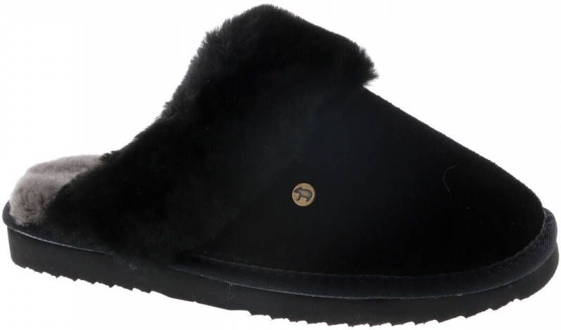 Warmbat Pantoffels Dames Sloffen Instappers Wol Harde zool Open hiel Flurry Zwart - Foto 11