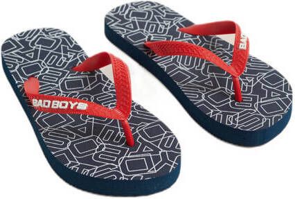 WE Fashion teenslippers blauw rood Jongens Rubber 30 31