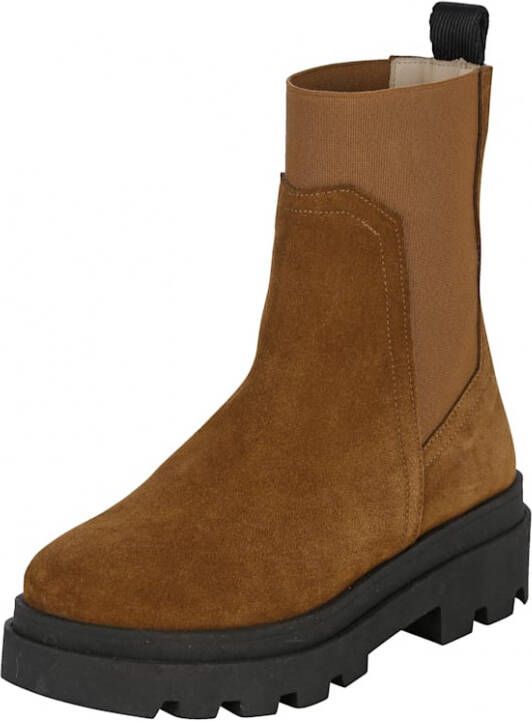 Alba moda Chelsea boot met opvallende profielzool Cognac