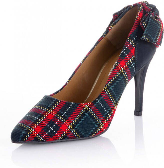 Alba moda Pump met ruitdessin Marine Rood