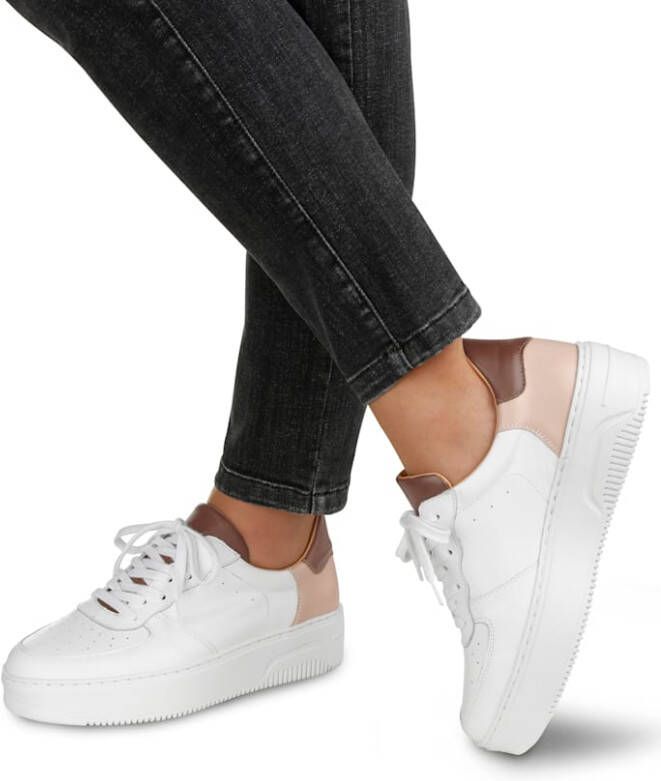 Alba moda Sneaker met extralight plateauzool Wit Nude Bordeaux