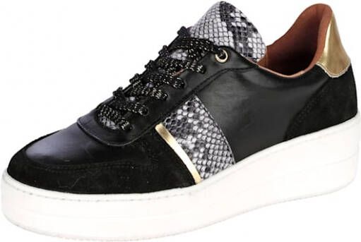 Alba moda Sneaker met slangenaccent Zwart Goudkleur