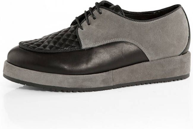 Alba moda Veterschoen van een modieuze materialencombinatie Grijs Zwart