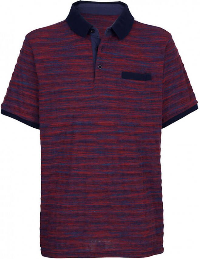 Boston Park Poloshirt met bijzondere structuur Bordeaux Donkerblauw