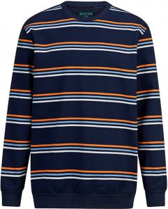Boston Park Sweatshirt met een lichte structuur Marine Wit Oranje