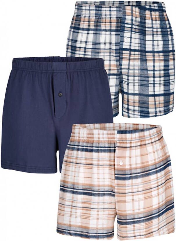G Gregory Boxershorts 3 stuks Blauw Ecru Apricot
