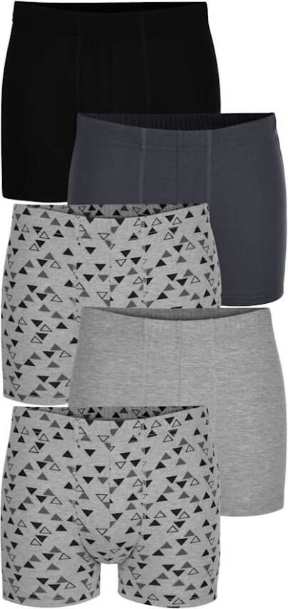 G Gregory Boxershorts met dessin en effen Grijs Marine Zwart